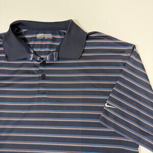 Nike Golf Dry Fit Navy Blue Multi-Stripe Men's Short Sleeve Polo Shirt XXL